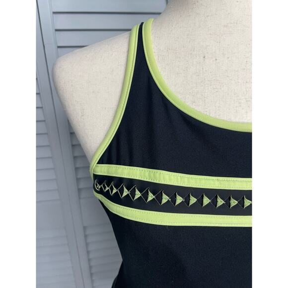 Miraclesuit black green diamond texture pattern swimsuit slimming womens size 14 - Picture 4 of 9